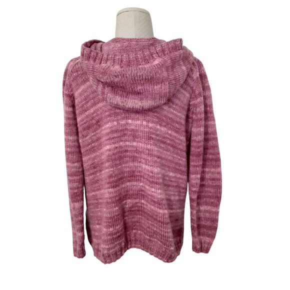 Vintage Handmade Cardigan Sweater Pink Angora Blend Hooded Girls 10/12 Piglet - Picture 4 of 9